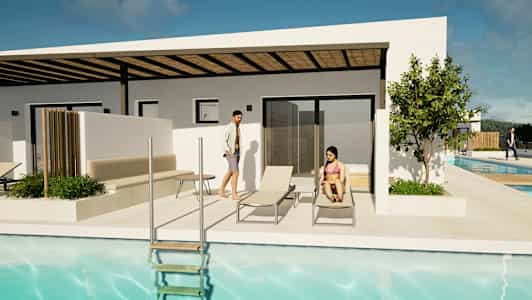 Et moderne feriehus med direkte adgang til privat pool. (AI-genereret tekst)