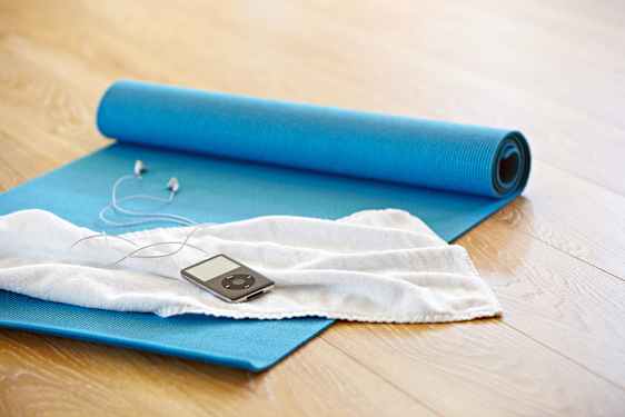 Yogamåtte og ipod