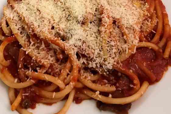 Spaghetti a la Amatriciana fra Rom