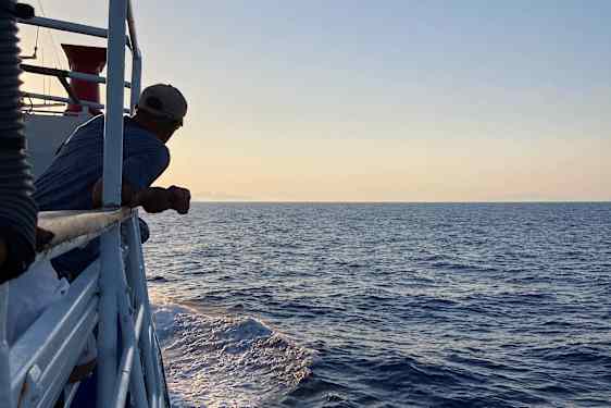 Solopgang på færgen fra Rhodos til Tilos