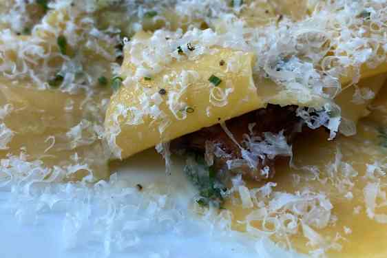 Pasta på restauranten Goose Pastabar