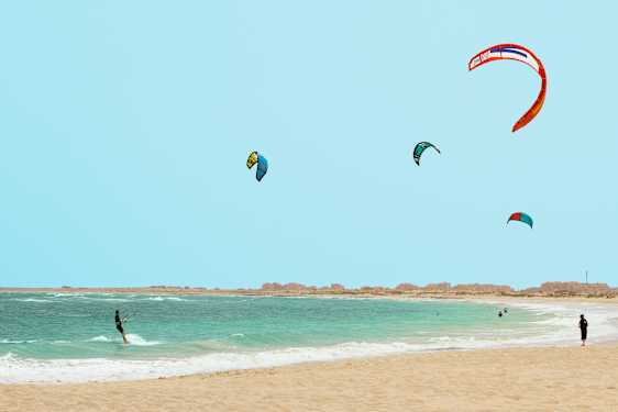 Kitesurfere på Kap Verde