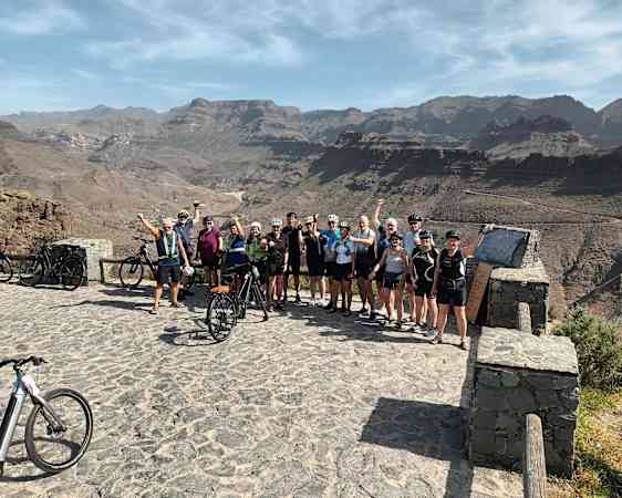E-bike riders group phot in the mountains