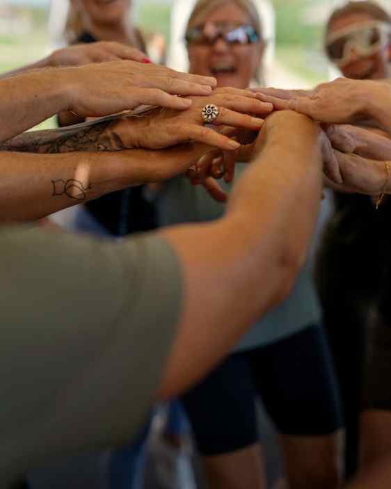 People celebrating after training