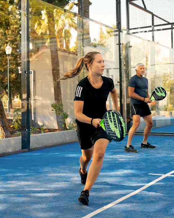 Padel players on court
