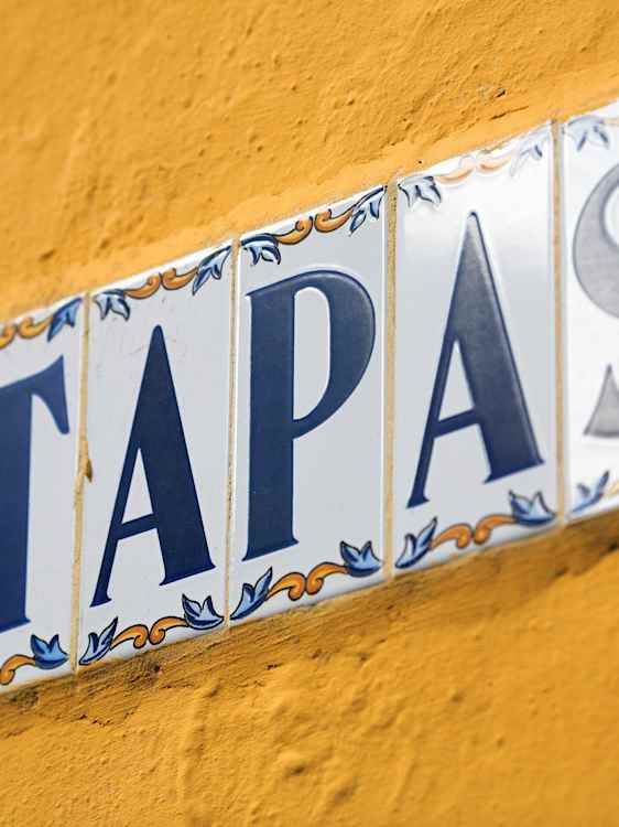 Skilt med ordet 'tapas'