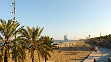 Strand og storby i Barcelona