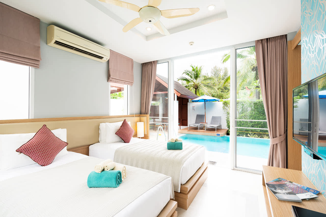 Dobbeltværelse med to rum i villa med privat pool