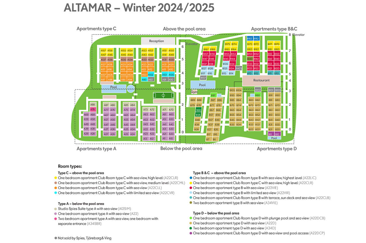 Oversigt over lejlighedernes beliggenhed vinteren 2024/25