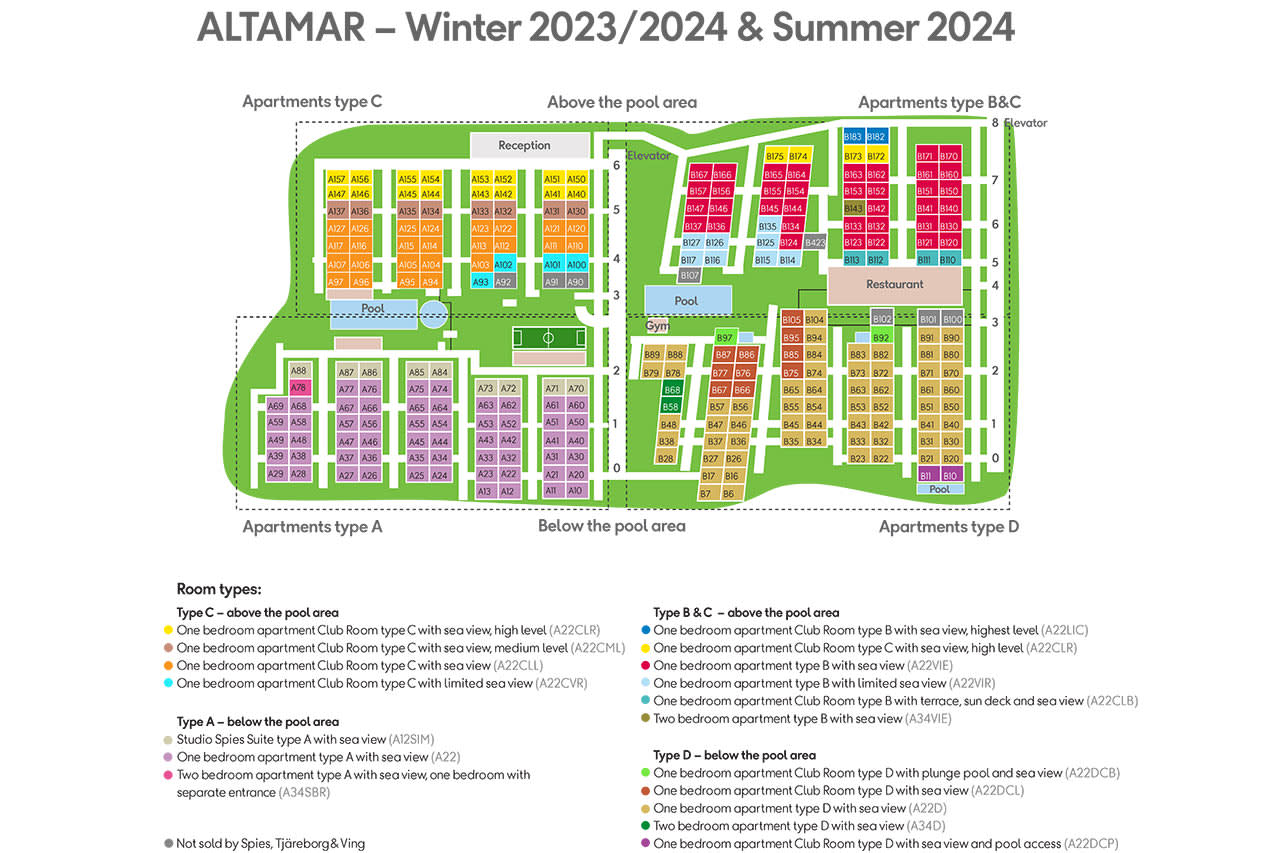 Oversigt over lejlighedernes beliggenhed vinteren 2023/24 og sommeren 2024