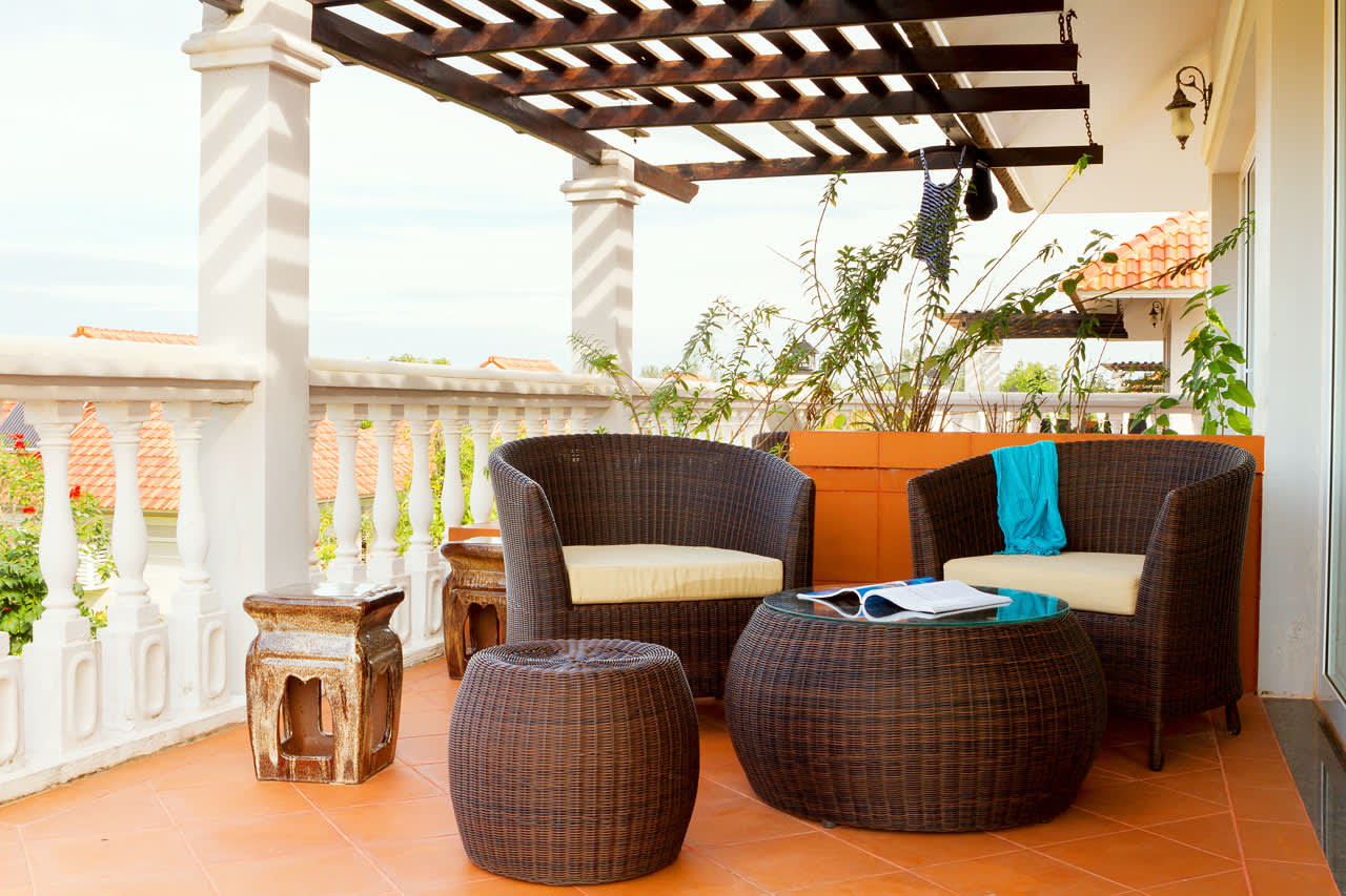 Dobbeltværelse med balkon mod haven