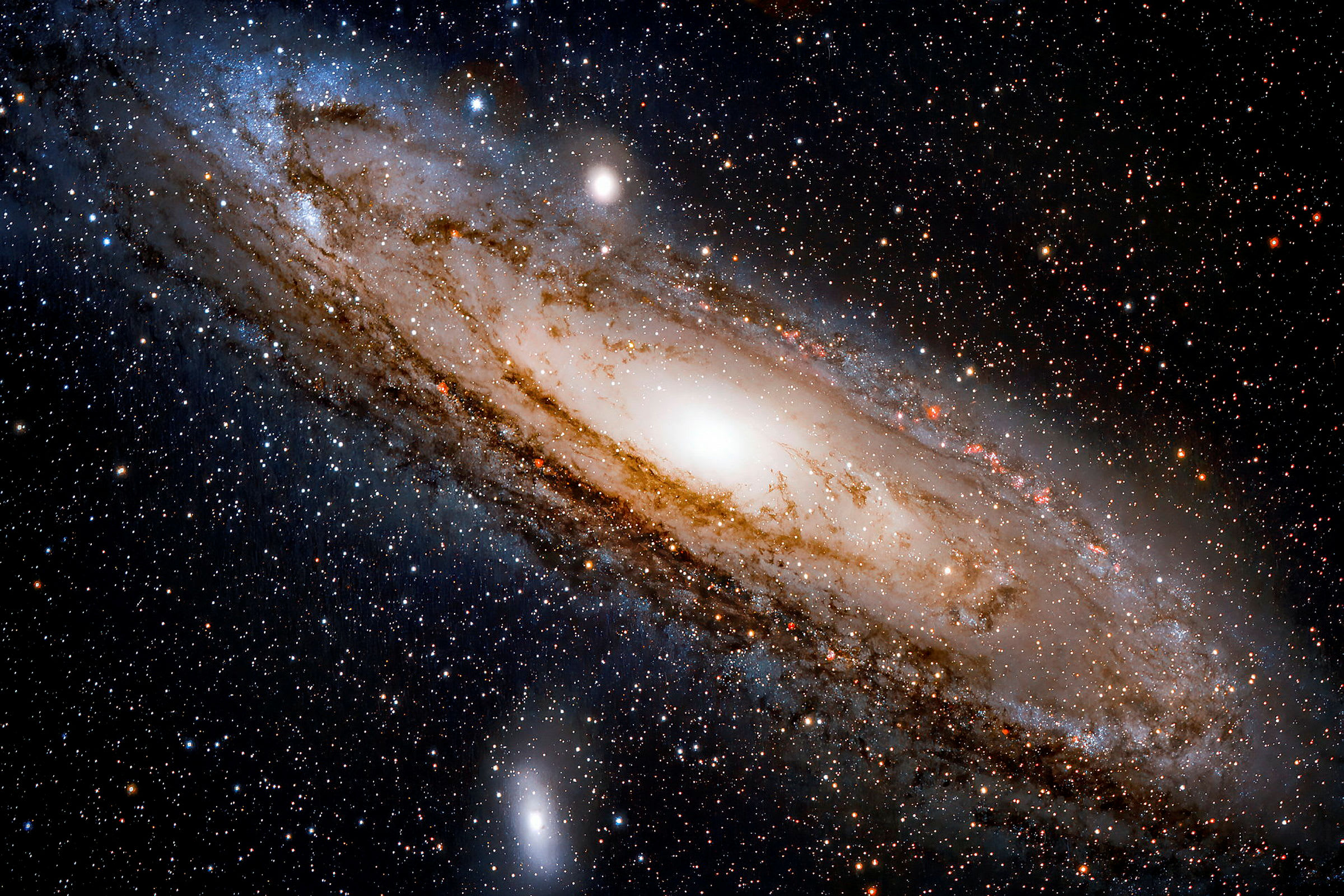 En spiralgalakse mod en sort stjernehimmel. (AI-genereret tekst)